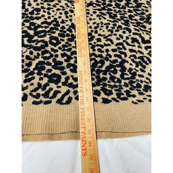 Loft Womens Knit Sweater Sz M Brown Black Cheetah Print Popover - Picture 8 of 8